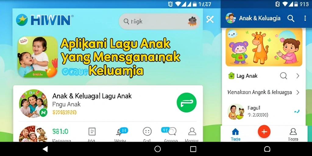 Tampilan antarmuka HIWIN yang menarik untuk lagu anak.