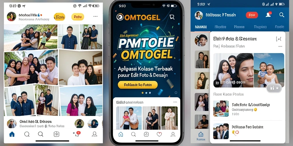 Tampilan antarmuka aplikasi Kolase Foto OMTOGEL yang menarik dan sederhana.