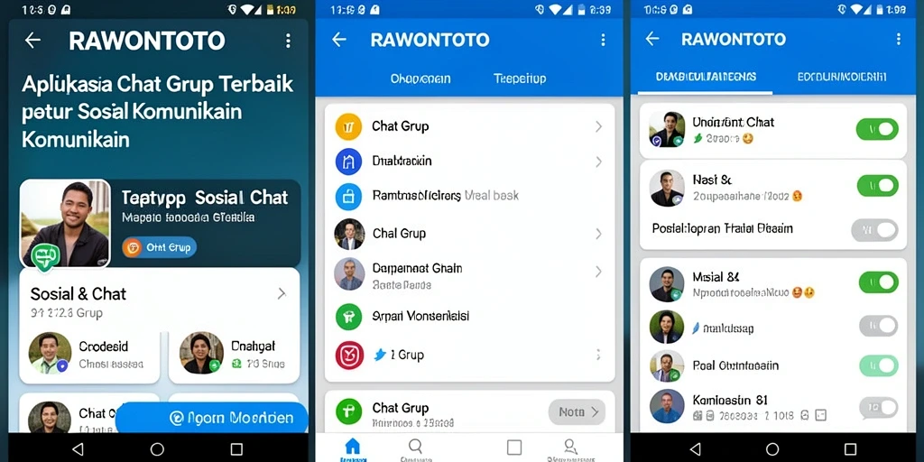 Tampilan antarmuka aplikasi RAWONTOTO yang intuitif untuk chatting.