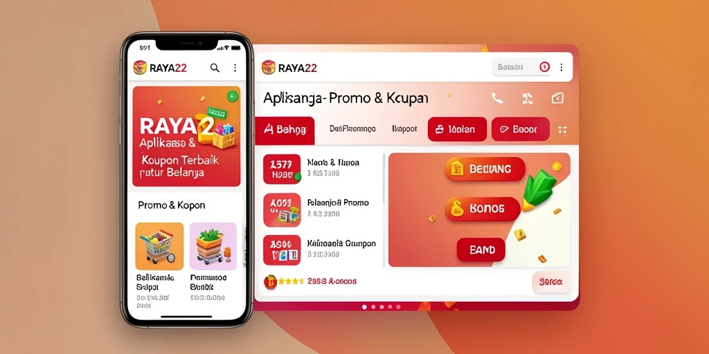 Tampilan antarmuka aplikasi RAYA22 untuk promo dan kupon.
