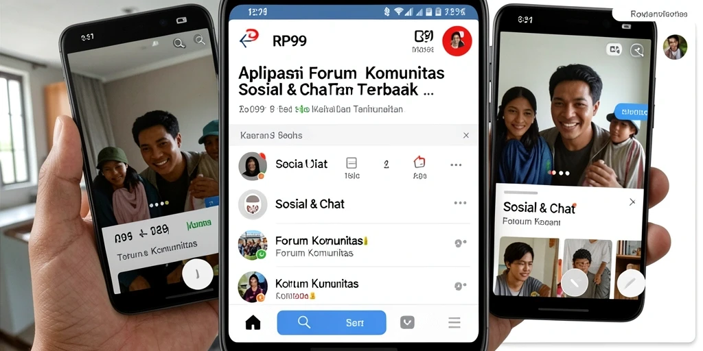 Tampilan antarmuka pengguna aplikasi Forum Komunitas RP99 yang menarik.