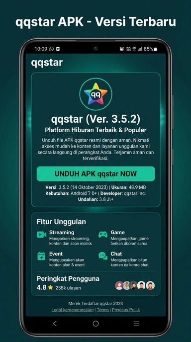 Tampilan halaman APK qqstar